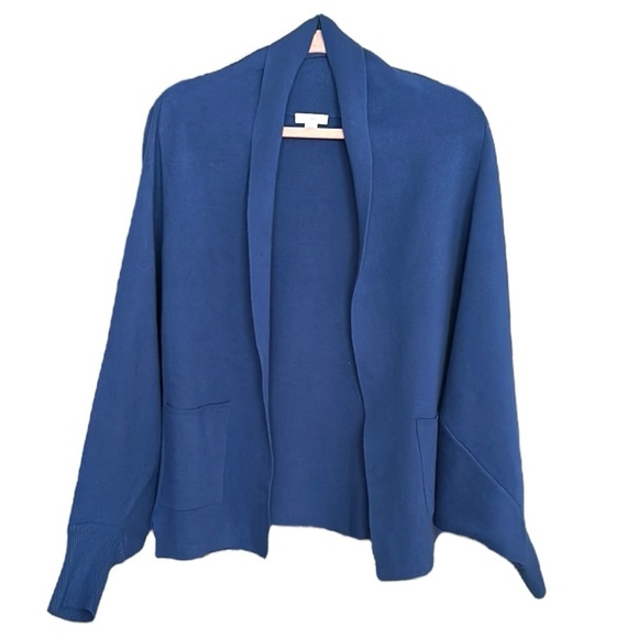 J. JILL Pure Jill Double Knit Blue Cardigan Dolman Sleeve Oversized Open Size M - Picture 15 of 15